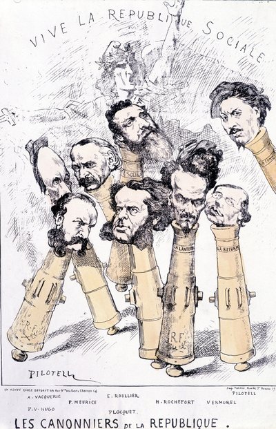 Eläköön sosiaalinen tasavalta - Tasavallan tykkiveneet: A. Vacquerie, F.V. Hugo, P. Meurice, E. Roullier, Flocquet, H. Rochefort, Vermorel, Pilotell. Sarjakuva. tekijältä French School
