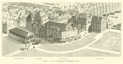Lintuperspektiivistä Chatelet vuonna 1750 tekijältä French School