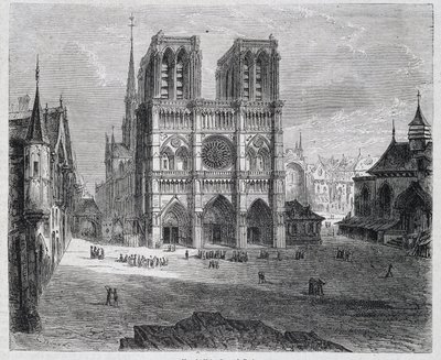 Näkymä Notre-Dame de Parisista - teoksessa ""Pariisi vuosisatojen läpi"", kirjoittanut H. Gourdon de Genouillac, toim. F. Roy, Pariisi tekijältä French School