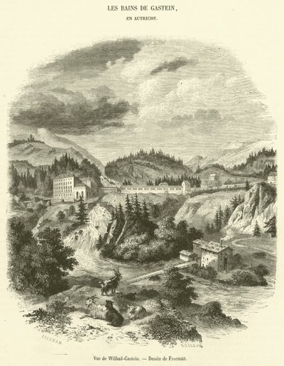Näkymä Wilbad-Gasteiniin (kaiverrus) tekijältä French School