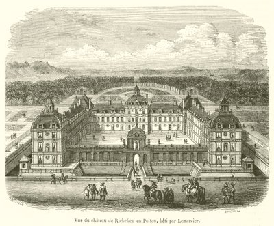 Näkymä Chateau de Richelieulle Poitoussa, Lemercierin rakentama (kaiverrus) tekijältä French School