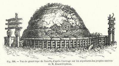 Näkymä Sanchin suuresta huipusta, Ernest Feydeaun teoksesta "Muinaisten kansojen hautakammiot" (kaiverrus). tekijältä French School
