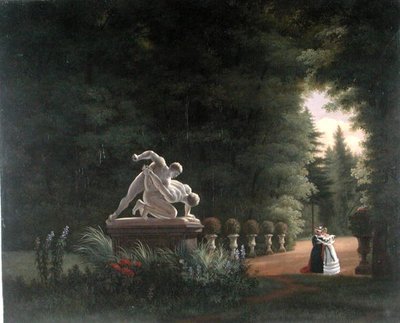 Kävely Folie-Beaujonissa Pariisissa, n. 1830 (öljy kankaalle) tekijältä French School