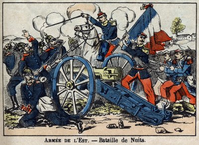 Sota 1870 Ranskan ja Preussin välillä: Yön taistelu - Saint-George Gold Coastilla saksalaisten ja Itä-Armeen välillä vuonna 1870. Epinal Images tekijältä French School