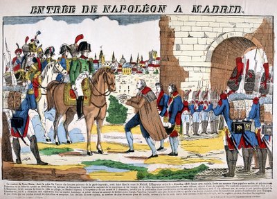 Niemimaan sota (1807-1814) - Napoleon I:n saapuminen Madridiin 12.2.1808. Kuva Epinalista tekijältä French School