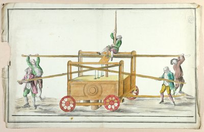Vesipumppu tulipalojen sammuttamiseen, 1700-luvun puoliväli (wc paperilla) tekijältä French School