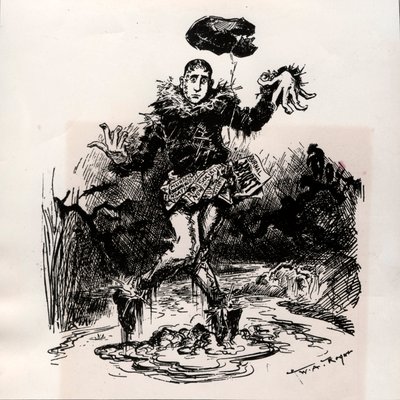 William Hearst, lehdistötoimittaja, jolla on sensaatio ja joka esitettiin variksenpelätinnä mudassa - Karikatyyri Harper