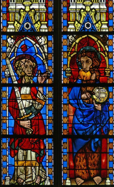 Ikkuna Narthex S, joka kuvaa Pyhää Johannes Kastajaa ja Pyhää Paavalia tekijältä French School