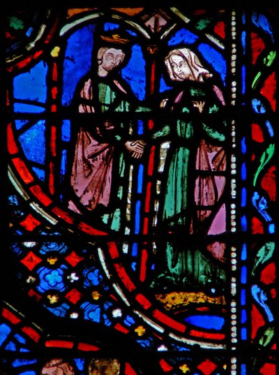 Window w14 David menee naimisiin Abigail I Sam XXV 42:n kanssa tekijältä French School