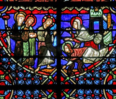 Ikkuna w4 kuvaa Martta ja Maria Kristuksen kanssa tekijältä French School
