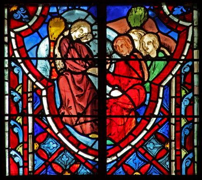 Window w5 Jeftan tytär itkee vuorella. Tuomarit XI 38 tekijältä French School