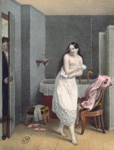 Nainen nousemassa kylpyltään, n. 1825 tekijältä French School
