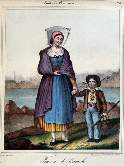 Cancalen nainen ja hänen lapsensa, noin 1845 tekijältä French School