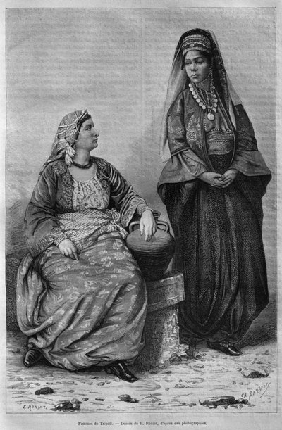 Tripolin naiset Syyriasta tänään. Matkustaa Foinikiassa, Libanonissa ja Juudeassa. Louis Charles Emile Lortetin 1875-1880, 1884 (bw-kaiverrus) tekijältä French School