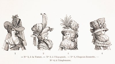 Naisten hattutyylejä 1700-luvulla, 1875 tekijältä French School