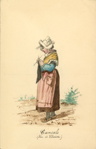 Cancalen naisten puku, Ille-et-Vilaine (värilitro). tekijältä French School