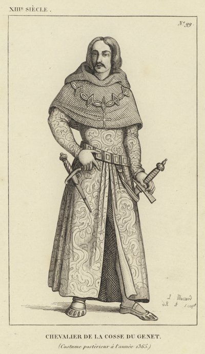 XIII Century, Genetin kakun ritari, puku vuoden 1365 jälkeen (kaiverrus) tekijältä French School