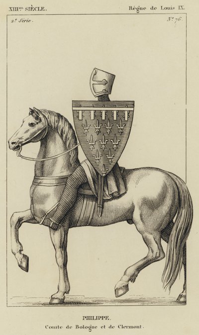 XIII vuosisata, Ludvig IX:n hallituskausi, Philippe, Bolognan ja Clermontin kreivi (kaiverrus) tekijältä French School