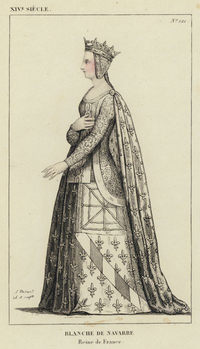 XIV vuosisata, Navarran Blanche, Ranskan kuningatar (värillinen kaiverrus) tekijältä French School