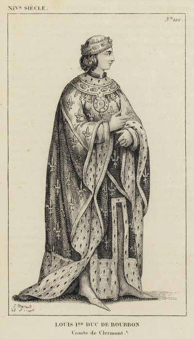 XIV vuosisata, Ludvig I Bourbonin herttua, Clermontin kreivi (kaiverrus) tekijältä French School