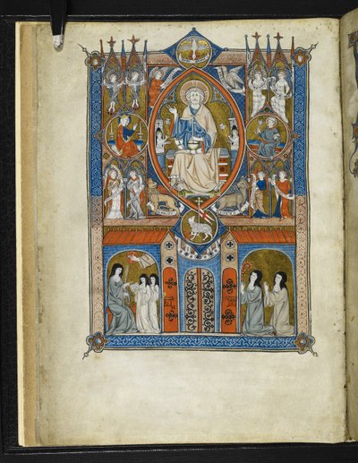 Yates Thompson MS 11 f.1v Ihanteellinen Sainte Abbayen osavaltio, Pierre de Bloisin teoksesta "La Sainte Abbaye", n. 1290 (vellum) tekijältä French School