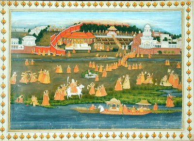Zenana of Muhammad Shahin vierailulla maassa vuonna 1774 julkaistusta The Gentil Albumista (guassi paperilla) tekijältä French School