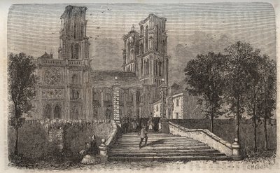 Cathedrale Notre-Dame (Notre Dame) de Laon (1150-1180), Aisne - Victor Duruyn (1811-1894) kaiverrus "Ranskan historiaan" - 1882 tekijältä French School