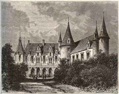 Chateau du Rocher Mezangersissa Mayennessa - V.A. Malt-Brownin kaiverrus "La France illustrée: maantiede, historia, tilastohallinto". 1884 tekijältä French School