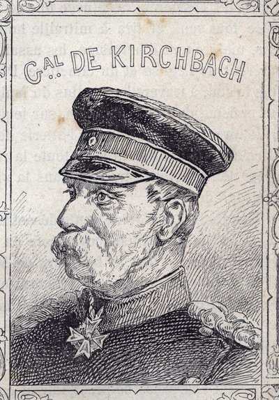 preussilaisen kenraalin Hugo von Kirchbachin muotokuva - 1870-71 (kaiverrus) tekijältä French School