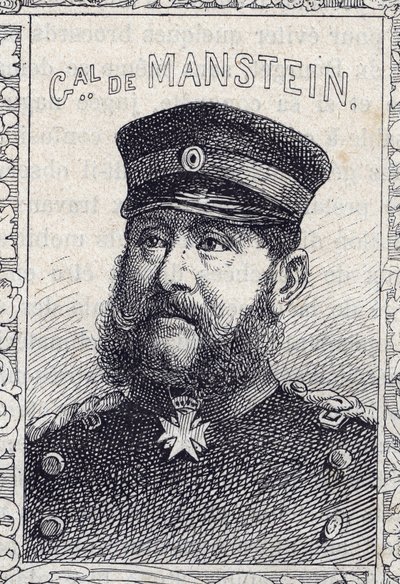 preussilaisen kenraalin Hugo von Obernitzin muotokuva - 1870-71 (kaiverrus) tekijältä French School