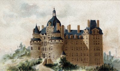 näkymä Brissacin linnalle (Maine et Loire). tekijältä French School