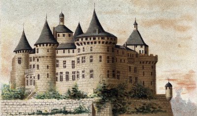 näkymä Chastelluxin linnalle (Yonne). tekijältä French School