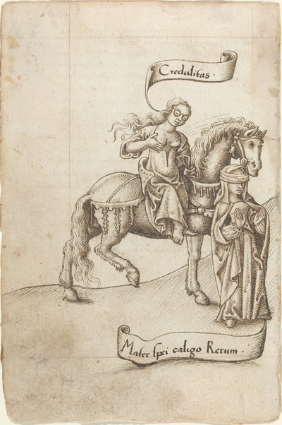 Uskollisuus valmistautuu hoitamaan toivon äitiä [fol. 18 versio] tekijältä French early 16th Century