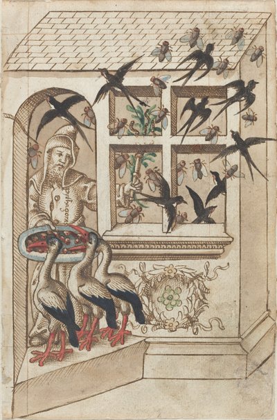 "Älä pidä pääskysiä saman katon alla" [fol. 40 recto] tekijältä French early 16th Century