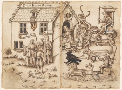 "Älä käänny takaisin, kun saavut lopussa" [fol. 26 verso / 27 recto] tekijältä French early 16th Century
