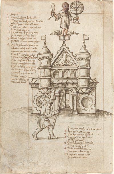 Mahdollisuuksien patsas ja ohikulkija [fol. 8 recto] tekijältä French early 16th Century