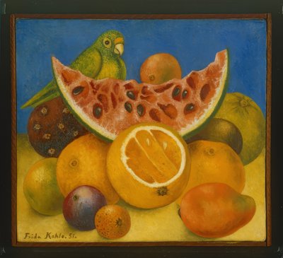 Asetelma papukaijan kanssa tekijältä Frida Kahlo