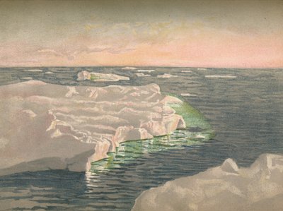 Auringonlaskun aikaan, 22. syyskuuta 1893. Vesiväriluonnos, 1893, 1897 tekijältä Fridtjof Nansen