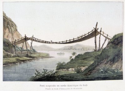 Köysiriippusilta Etelä-Amerikassa, Alexander Von Humboldtin (Alexander de Humboldt) piirustuksen perusteella tekijältä Friedrich Alexander Baron von (after) Humboldt