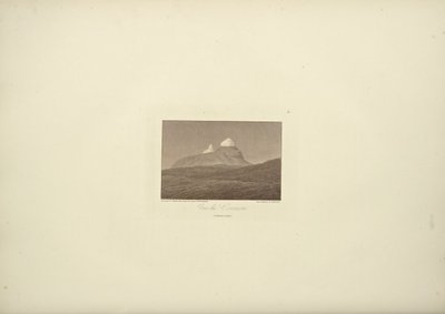 Näkymä Corazonista, piirtänyt Gmelin, kaivertanut Arnold, kuvitus Alexander von Humboldtin ja Aime Bonplandin teoksesta "Näkymät Cordilleraille ja Amerikan alkuperäiskansojen monumenteille" tekijältä Friedrich Alexander Baron von (after) Humboldt