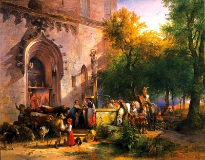 Luostarin suihkulähteellä, 1836 tekijältä Friedrich August Matthias Gauermann