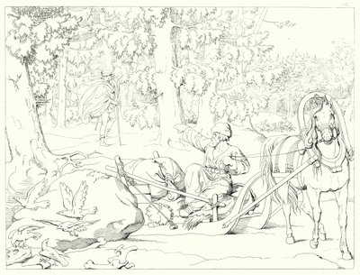 Kuvitus Schillerin Lied von der Glockelle tai Kellon laululle (kaiverrus) tekijältä Friedrich August Moritz Retzsch