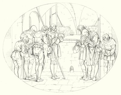 Kuvitus Schillerin Lied von der Glockelle tai Kellon laululle (kaiverrus) tekijältä Friedrich August Moritz Retzsch