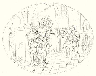 Kuvitus Schillerin Lied von der Glockelle tai Kellon laululle (kaiverrus) tekijältä Friedrich August Moritz Retzsch