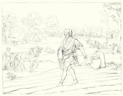 Kuvitus Schillerin Lied von der Glockelle tai Kellon laululle (kaiverrus) tekijältä Friedrich August Moritz Retzsch