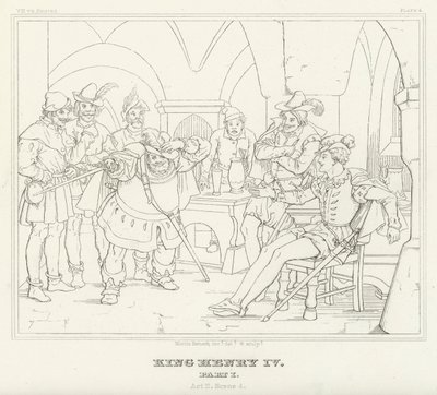 Kuningas Henrik IV, osa I, näytös II, kohtaus 4 (kaiverrus) tekijältä Friedrich August Moritz Retzsch