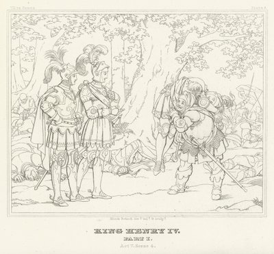 Kuningas Henrik IV, osa I, näytös V, kohtaus 4 (kaiverrus) tekijältä Friedrich August Moritz Retzsch
