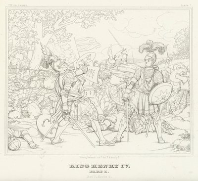 Kuningas Henrik IV, osa I, näytös V, kohtaus 4 (kaiverrus) tekijältä Friedrich August Moritz Retzsch