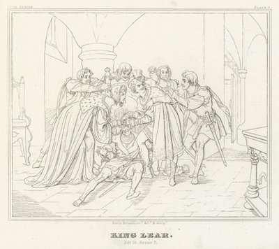 Kuningas Lear, näytös III, kohtaus 7 (kaiverrus) tekijältä Friedrich August Moritz Retzsch