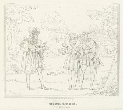 Kuningas Lear, näytös IV, kohtaus 6 (kaiverrus) tekijältä Friedrich August Moritz Retzsch
